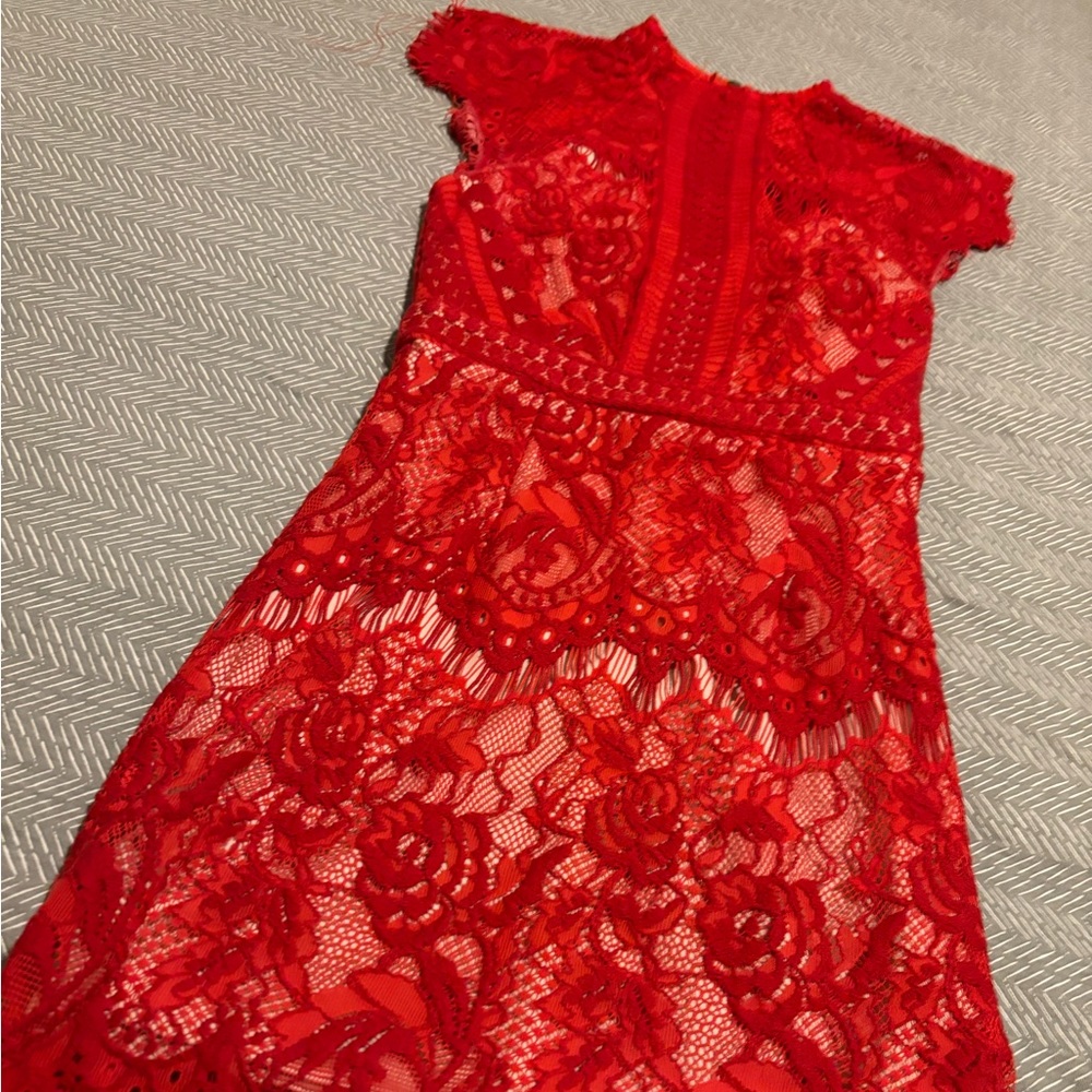 Lace Red Dress - Picture 2 of 5